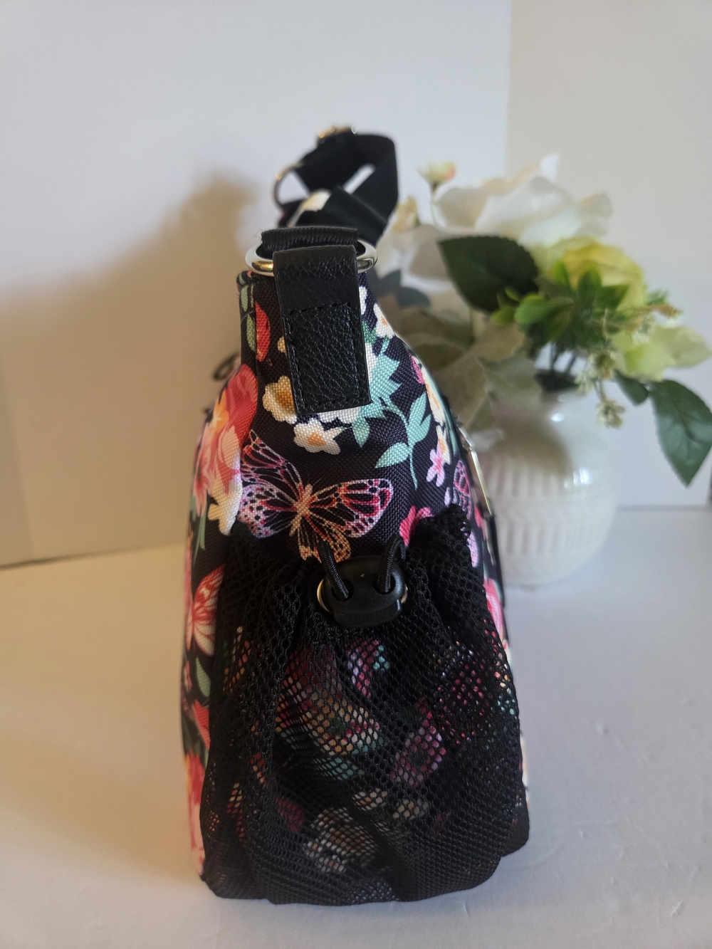 Lily Bloom Black Floral & Butterfly Tote Purse - Picture 3 of 12